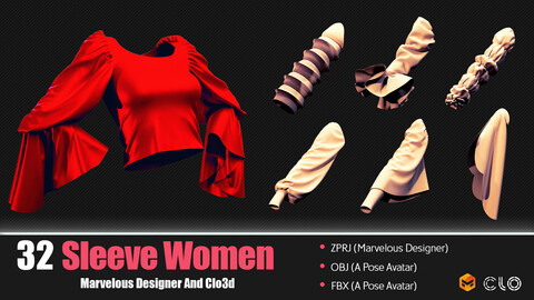 32 Sleeves Women (CLO3D, MD PROJECTS+OBJ+FBX)