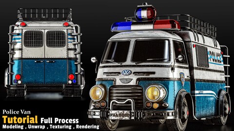 Police Car / 3D Model + Full Tutorial Process