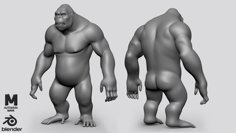 Kong Gorilla Basemesh - Topology + UV map