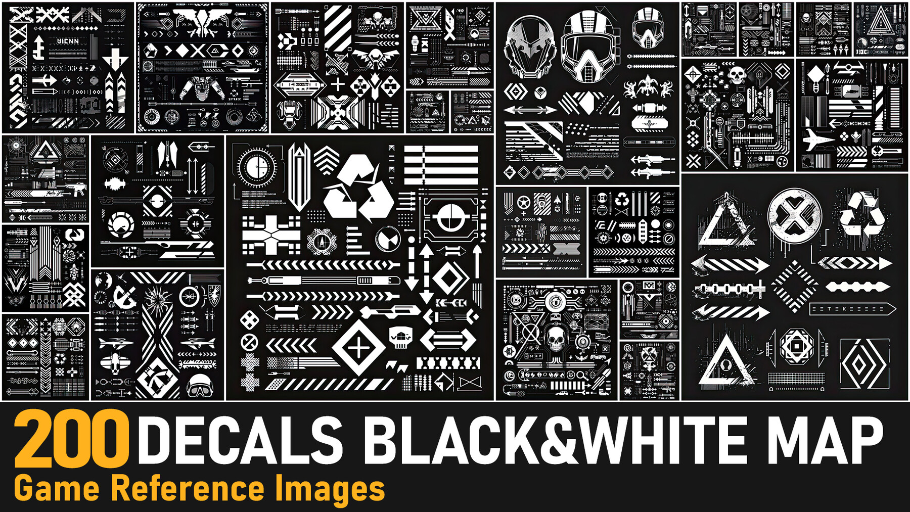 Artstation - Decals Black & White Map