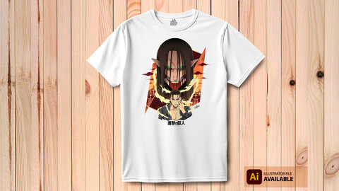 Eren Jaeger Founding Titan, Design for prints and T-shirt, Illustrator, PNG AND JPG files AVAILABLE!