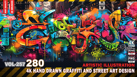 280 4K HAND DRAWN GRAFFITI AND STREET ART DESIGN - ARTISTIC ILLUSTRATION - HIGH END QUALITY RES - (TRANSPARENT & ALPHA) - VOL257