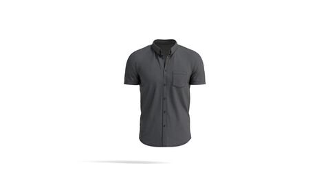 Black Short Sleeve Shirt - men button down dress shirt