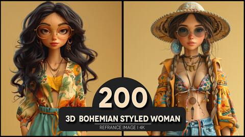 3d Bohemian Styled Woman 4K Reference/Concept Images