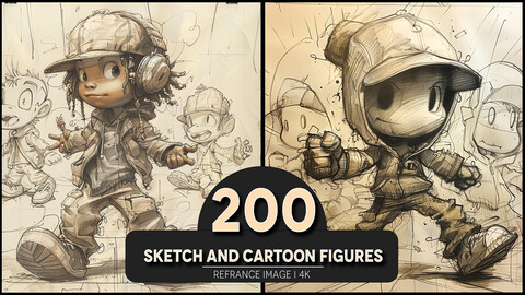 Sketch and Cartoon Figures 4K Reference/Concept Images