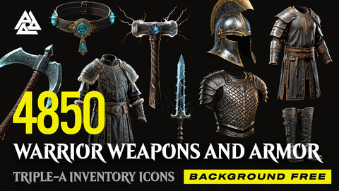 4850 Warrior Class  Inventory Items Pack + Temporaty BONUS! PSD Inventory UI Design Sources