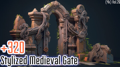 +320 Stylized Medieval Gate Concept (4k)