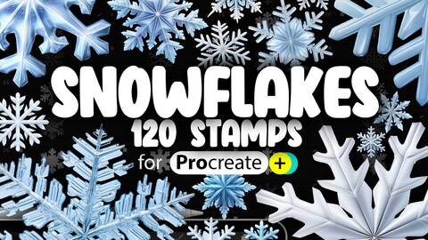 120 Procreate Snowflakes Stamps Brushes | Procreate Winter Stamps Brushes | Procreate Xmas Stamps Brushes | Procreate Snow Stamps | Procreate Crystal Snow Flakes Stamps Brushes | Procreate Christmas Stamps Brushes | Procreate Realistic Stamps