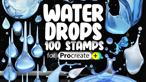 100 Procreate Water Drops Stamps Brushes | Procreate Water Splash Stamp Brushes | Procreate Liquid Stamp Brushes | Procreate Raindrops Stamp | Procreate Drib Stamp | Procreate Stamps | Procreate Brushes