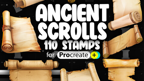 110 Procreate Ancient Scrolls Stamp Brushes | Procreate Vintage Tattered Scrolls Stamp | Procreate Parchment Stamp | Procreate Papyrus Stamp | Procreate Stamps | Procreate Brushes