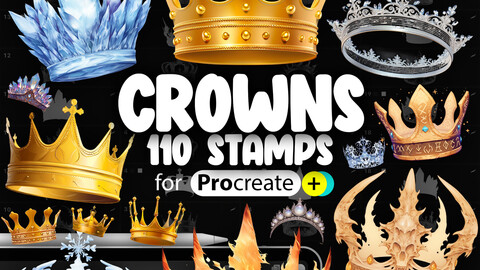 110 Procreate Crowns Stamp Brushes | Procreate Royal Crown Stamps | Procreate King Crown Stamps | Procreate Queen Crown Stamps | Procreate Regal Crown