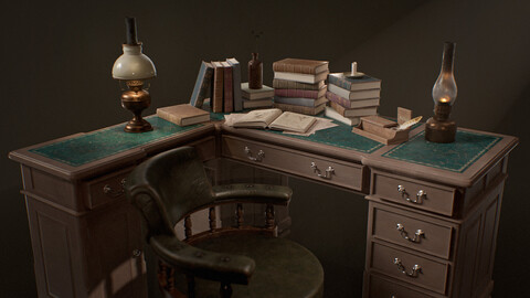 Victorian Desk With Props