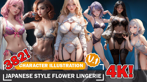 382 Various Anime Japanese Style Flower Lingerie Beauty Diverse Outfit Character and Designs Reference Art V1 4K