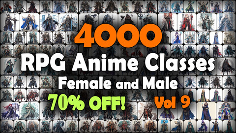 4000 RPG Anime Classes and Characters (Full Body) Reference Pack | MEGA Bundle | 4K | v.9