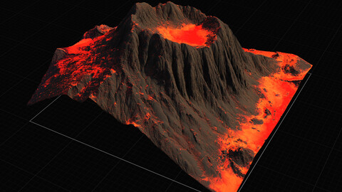 16K Volcano with lava | 3D terrain models | Height Map | Blender sample project | Gaea 2 sample project