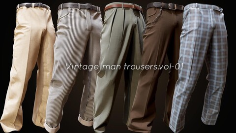 10 Vintage man trousers -vol-01/marvelous Designer