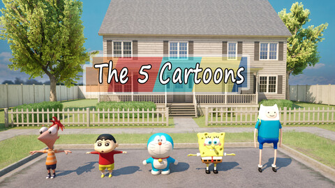 3D Models of 5 Cartoons