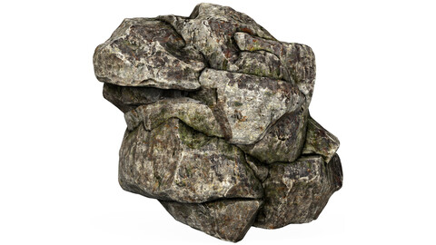 Low Poly Realistic Rock 01