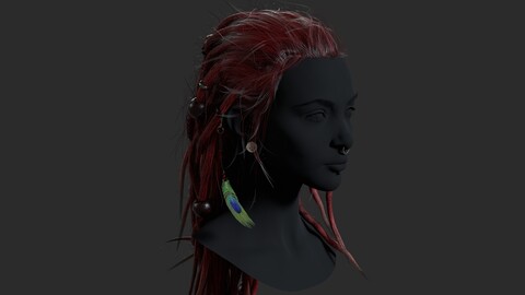 PBR Lowpoly Hair 1 DREADLOCKS HAIRSTYLE Low-poly 3D model