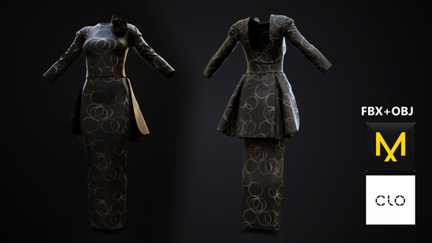 Event Dress Marvelous Designer/Clo3d project + OBJ + FBX