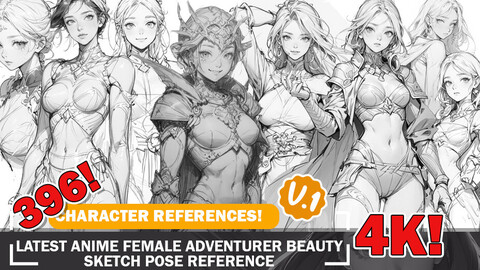 396 Various Latest Anime Adventurer Beauty Sketch Pose Characters Reference Intricate Designs and Designs Reference Art V1 4K