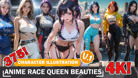 375 Various Anime Race Queen Beauties Diverse Outfit Character Design Reference Art V1 4K