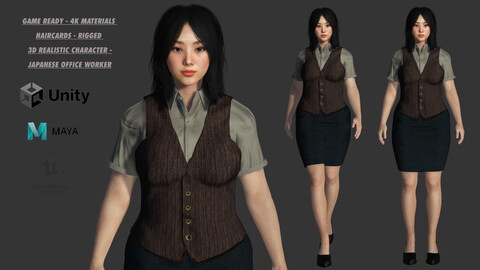 AAA 3D REALISTIC ASIAN CHARACTER - JAPANESE  TEACHER / JAPANESE OFFICE WORKER