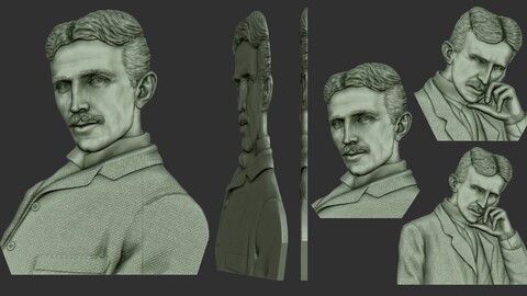 Nikola Tesla portrait - bas-relief