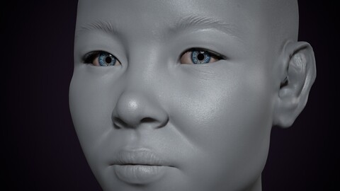 Base mesh Girl head 5 Low-poly 3D model