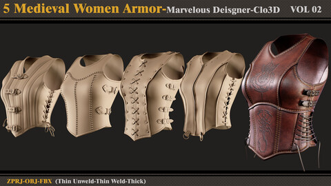 5 Medieval Women Armors/MD-Clo3D(ZPRJ + FBX + OBJ)-VOL2