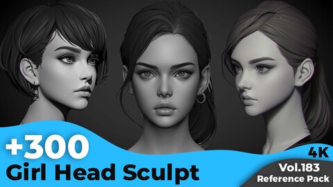 +300 Girl Head Sculpt Reference(4k)