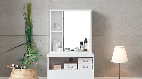 Pure 2-tier storage sitting vanity - 3d Model