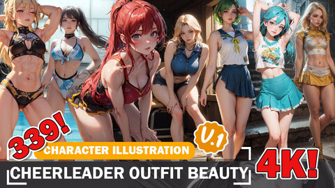 339 Various Anime Cheerleader Outfit Beauties Diverse Outfit Character Design Reference Art V1 4K