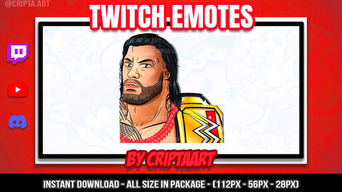 Roman Reigns Twitch Emote, WWE Champion Belt, GG EZ,  Wrestler emoji, Channel Points / Stream, Discord, Kick, Tiktok, Youtube