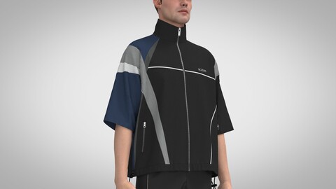 Men Nylon Jacket, Clo, Marvelous Designer +obj, fbx