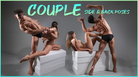 A Couple - Side & Back Poses - Photo Reference Package For Artists 227 JPEGs noAI