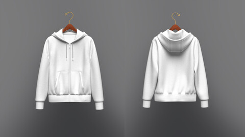 Men Front Zip Hoodie 3D Model