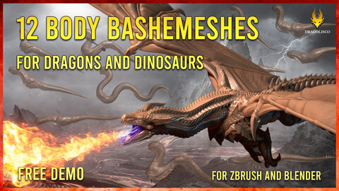 12 body basemeshes for dragons and dinosaurs