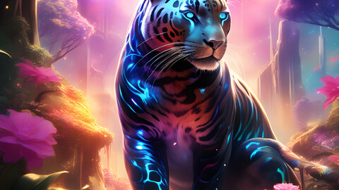 Aetherial Starwhisper Panther: Guardian of Celestial Realms