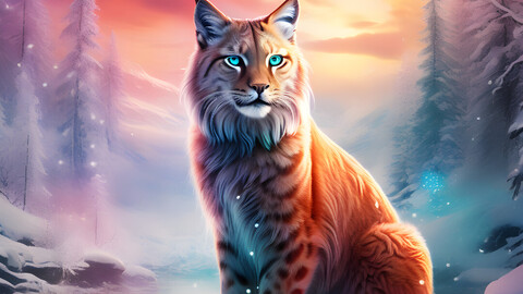 Aurora Lynx: Celestial Guardian of the Mystical Tundra