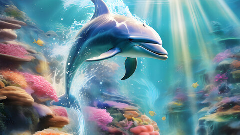 Cerulean Cascade Dolphin: Guardian of Enchanted Depths