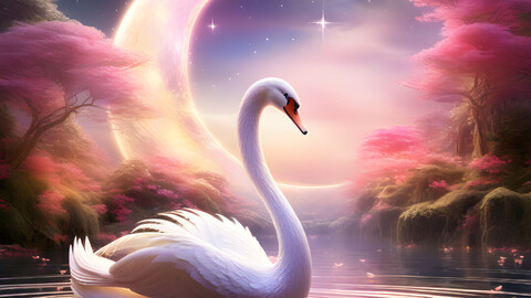 Crescent Moonlight Swan: Weaver of Silvery Enchantment