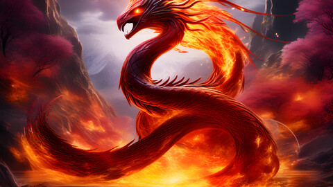 Phoenix Serpent: Ember Guardian of Volcanic Realms