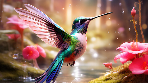 Zephyrwing Hummingbird: Whisperer of Enchanted Meadows