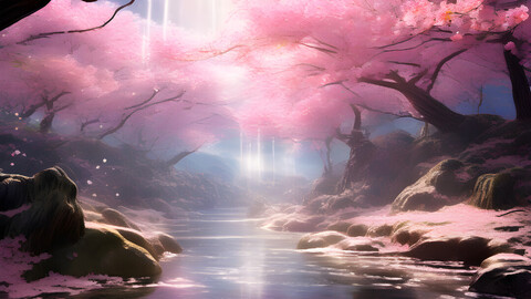 Glowing Sakura Grove: Whispers of Eternal Spring