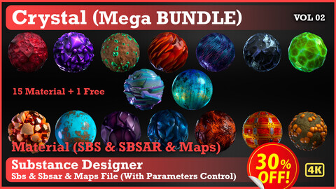 Crystal Materials (Mega Bundle-16 Material) - SBS & SBsar & Maps - VOL 02