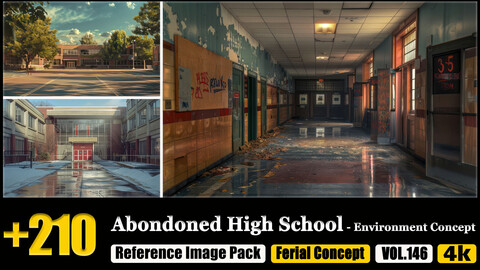 210 Abandoned High School - Environment Concept Reference Image Pack v.146 |4K|