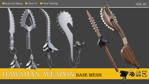 20 BaseMesh_Collection_hawaiian ancient weapon_vol02