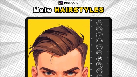 50+ Procreate hair stamps, Male hair Procreate stamps, Male Procreate hair stamps, Men hair Procreate brushes, Man hairstyle Procreate stamps