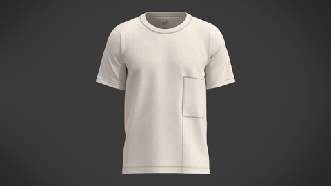 Mens basic t-shirt with cut and sew pocket